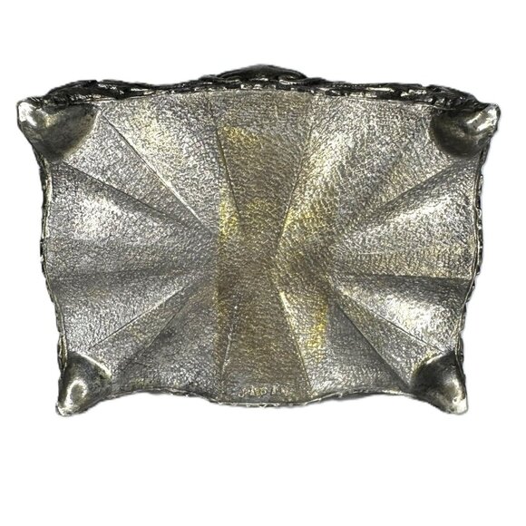 Vintage Japanese Small Filagree Silver Jewelry Trinket Box, Velvet-Lined - Picture 6 of 9